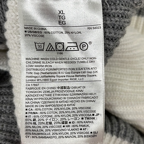 Banana Republic Open Back Grey And White Striped Sweater Top Short Sleeve Sz XL - Picture 7 of 9